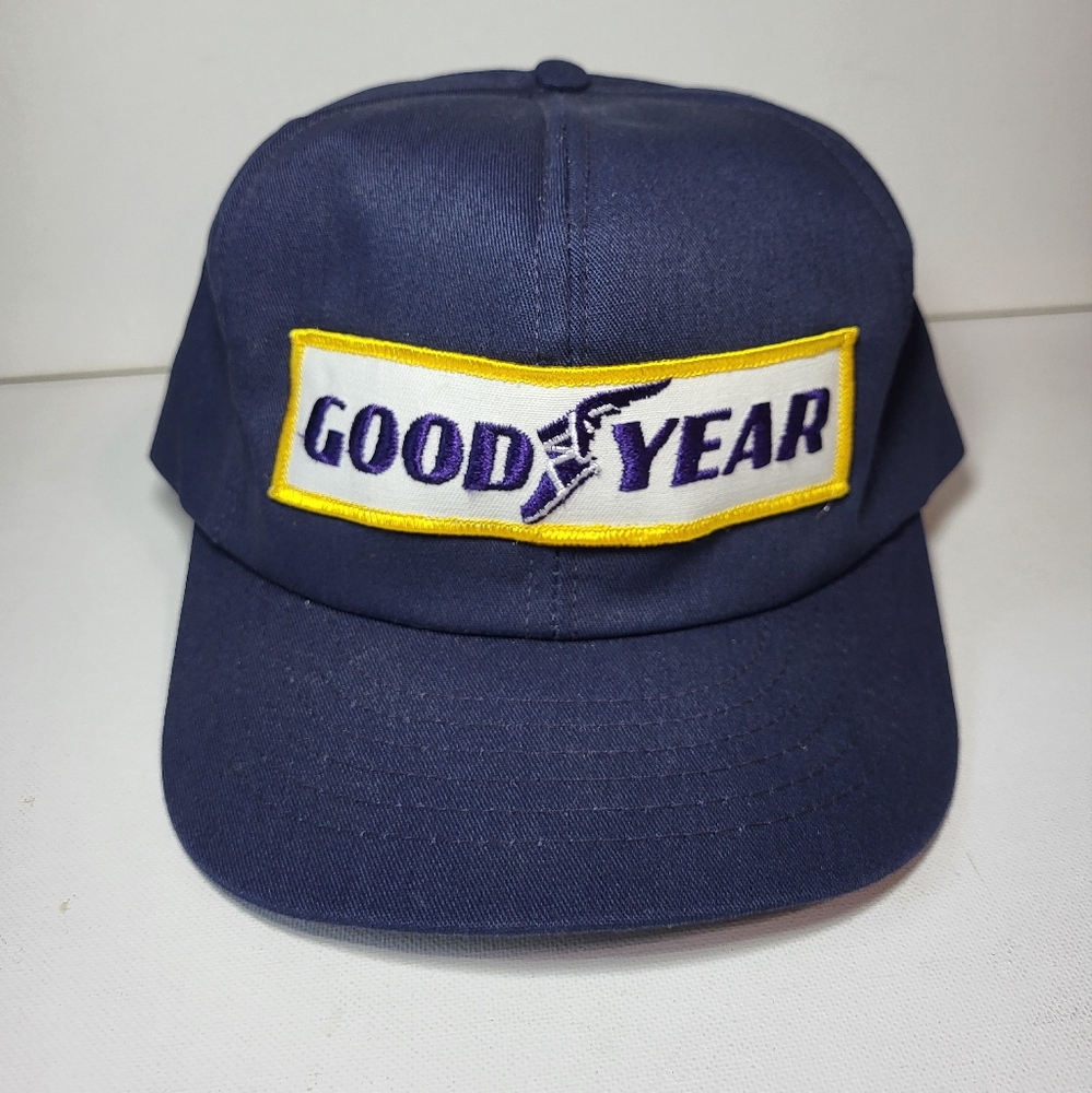 Vintage Swingster GOODYEAR Tires Navy Blue Snapback Trucker Hat